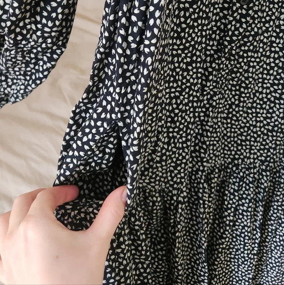 The GREAT. venetian corduroy black long Sleeve Leaf Print boho cottage M - Picture 13 of 13